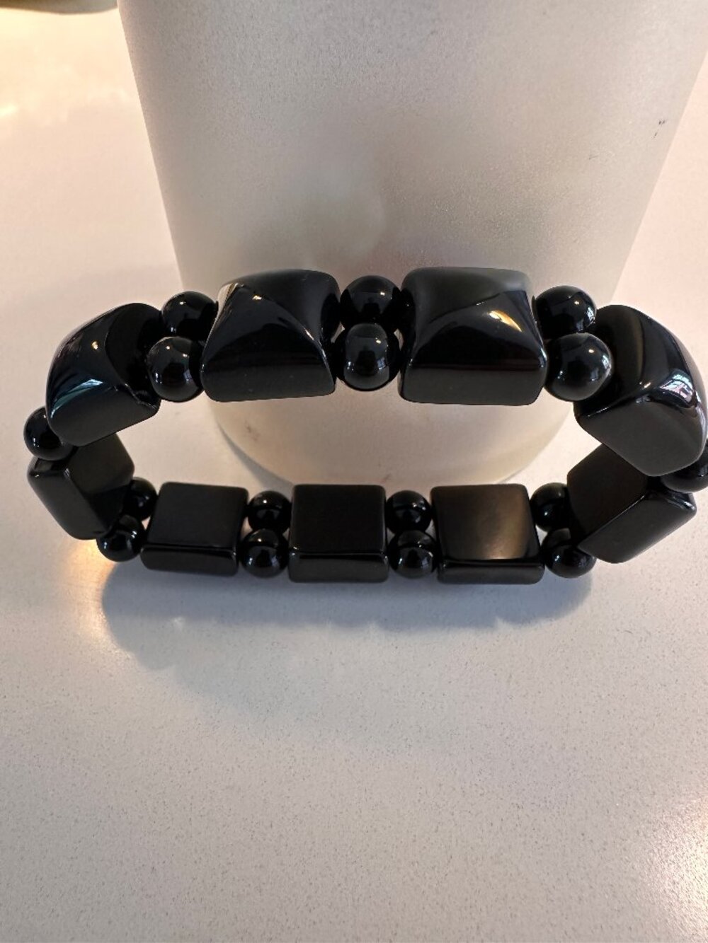 Black Beaded Stretch Bracelet